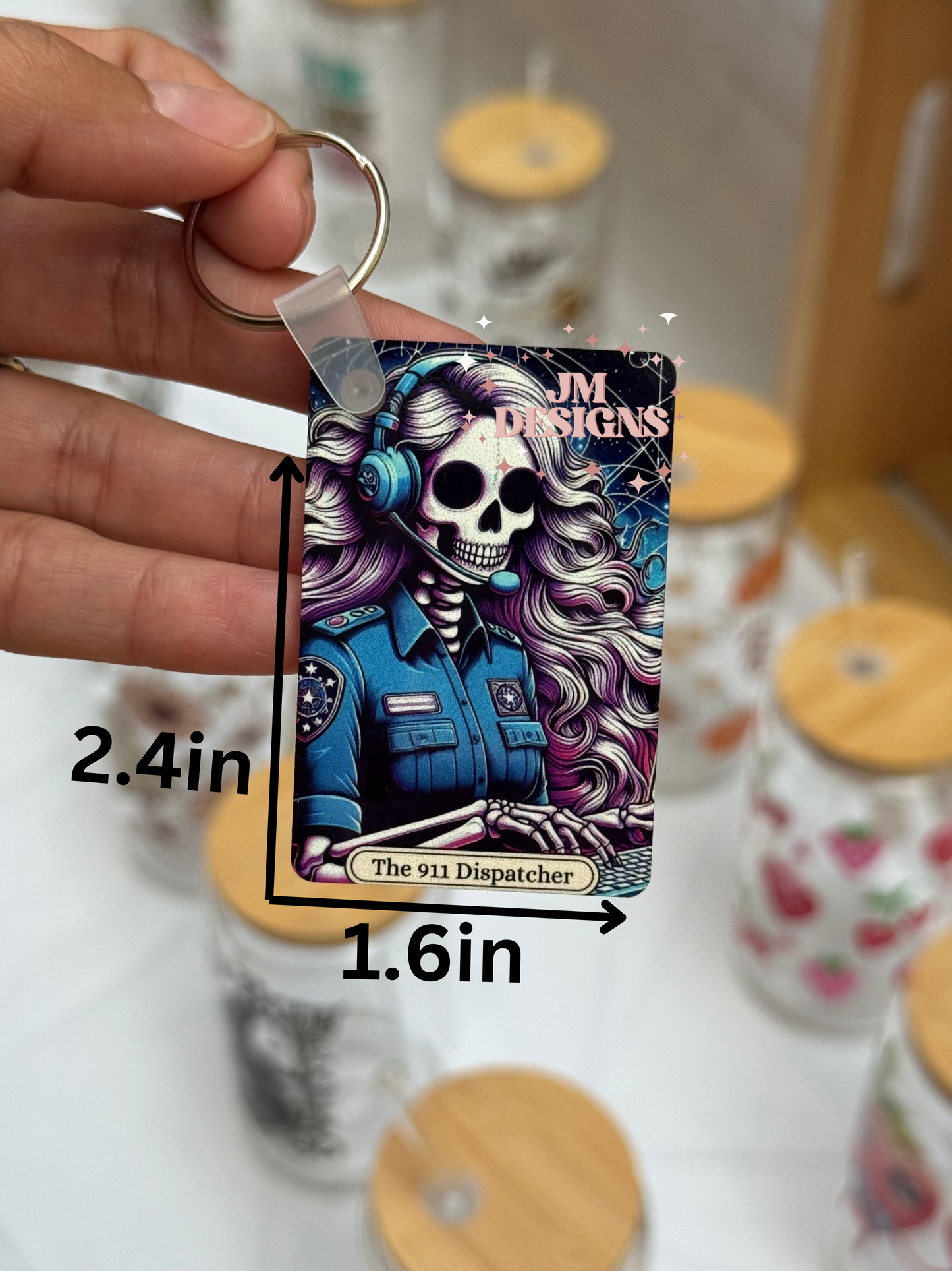 The 911 (Female) Dispatcher Tarot Card Keychain
