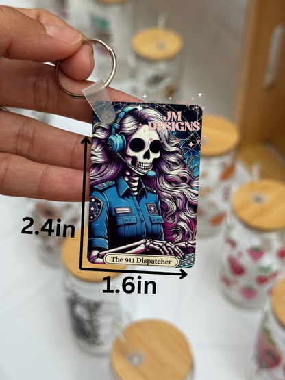 The 911 (Female) Dispatcher Tarot Card Keychain