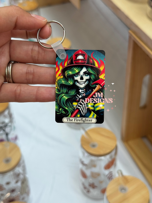 The Firefighter Tarot Card Keychain