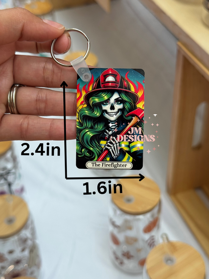 The Firefighter Tarot Card Keychain