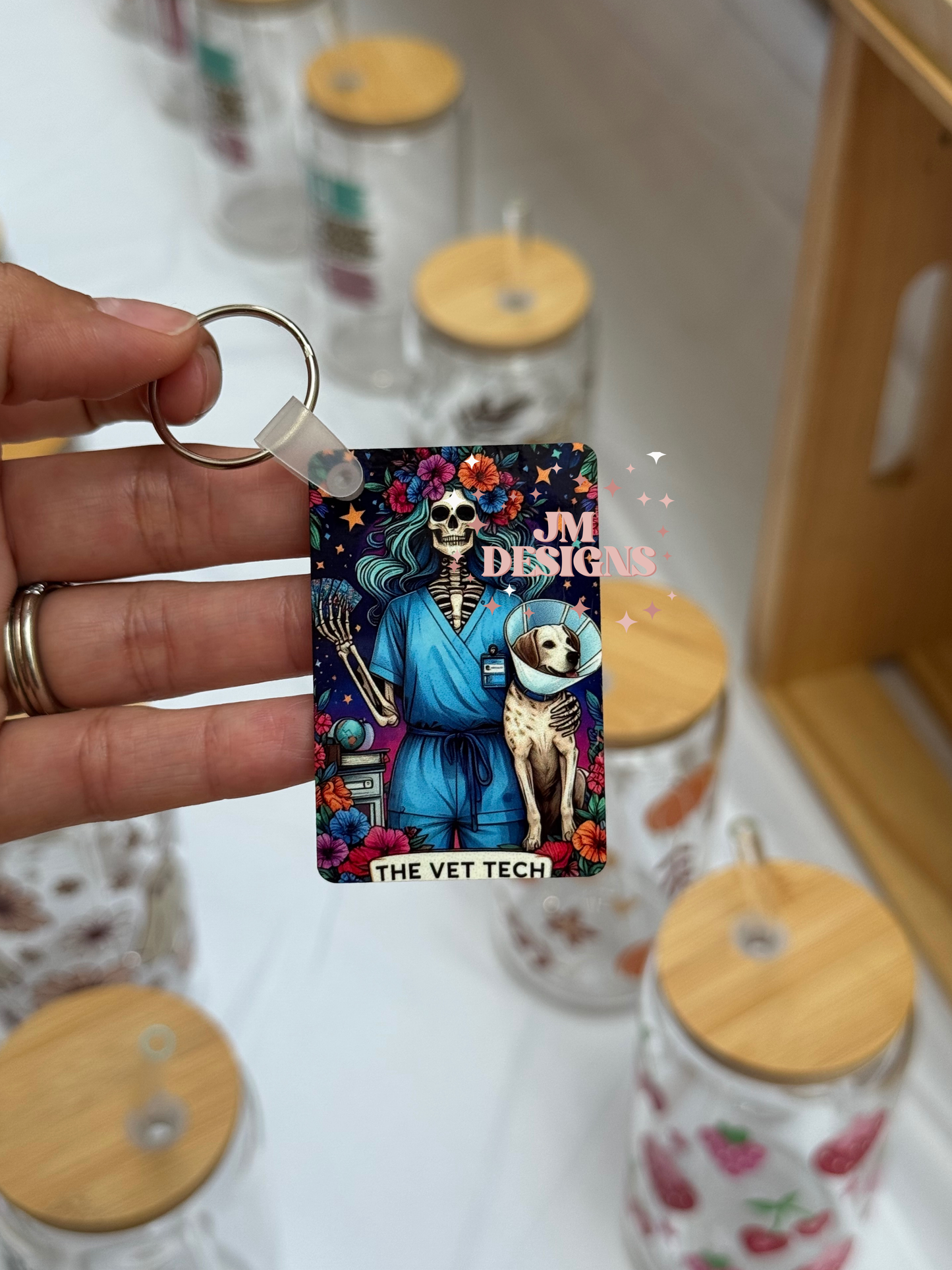 The Vet Tech Tarot Card Keychain