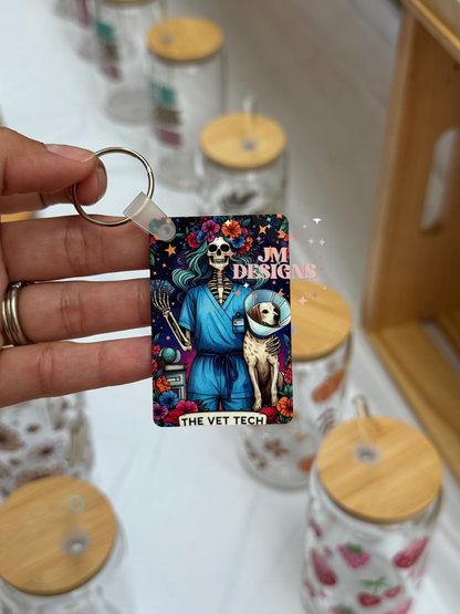 The Vet Tech Tarot Card Keychain