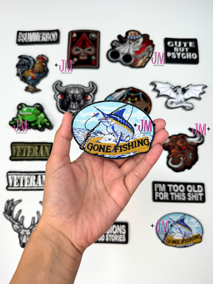 Gone Fishing Iron On Patch
