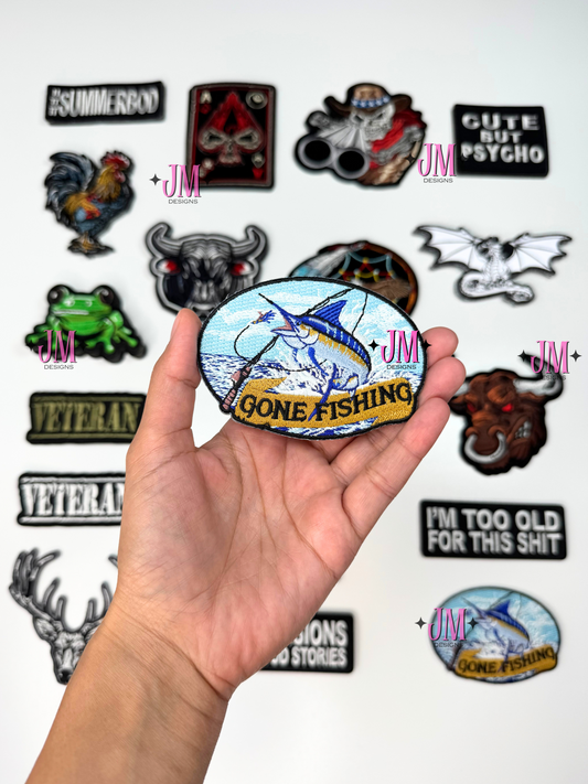 Gone Fishing Iron On Patch
