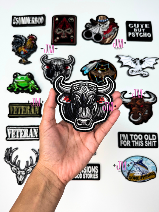 Black Bull Patch Iron On Patch