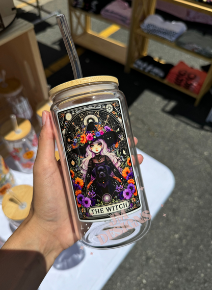 The Witch Tarot Card 16 oz Glass Coffee Cup