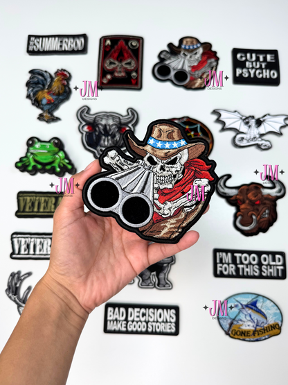 Skull Cowboy Iron On Patch