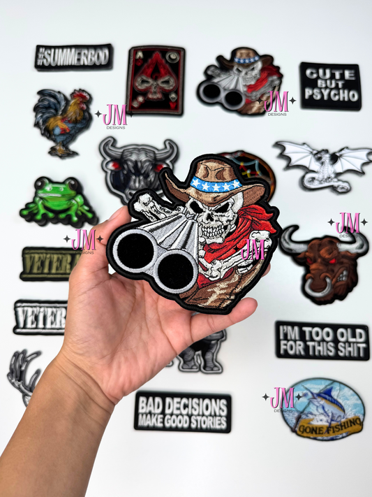 Skull Cowboy Iron On Patch
