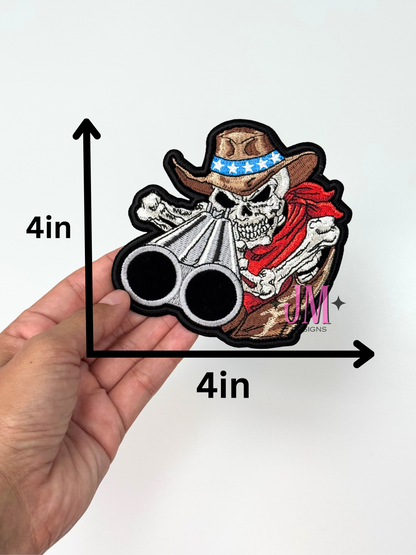Skull Cowboy Iron On Patch