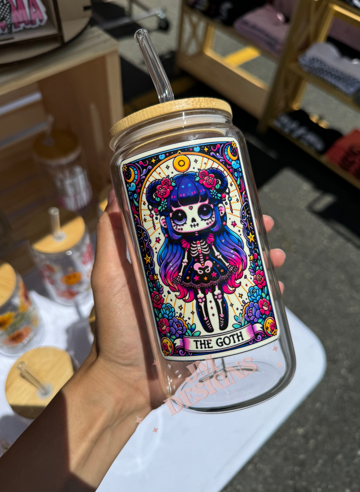 The Goth Tarot Card 16 oz Glass Coffee Cup