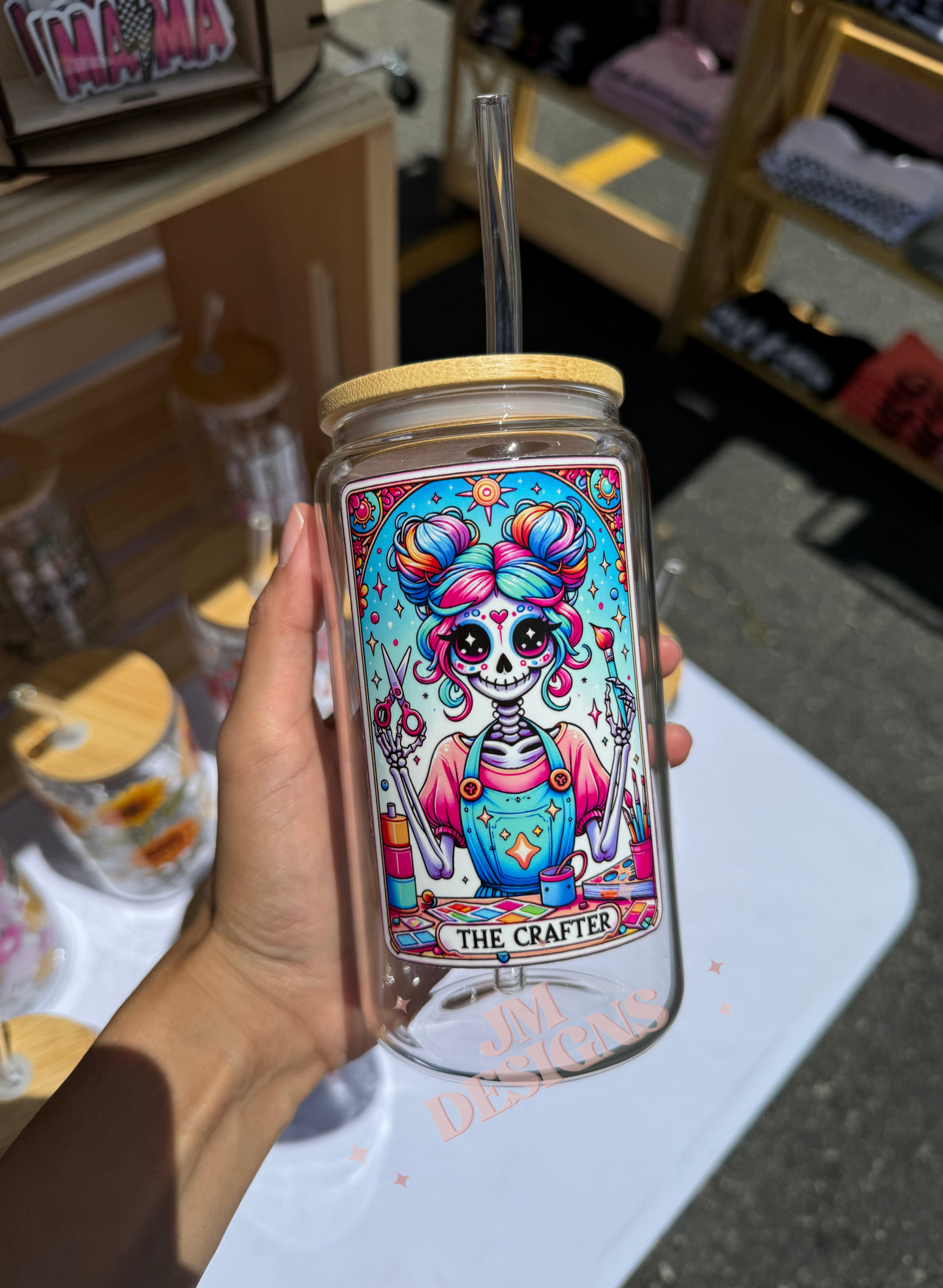 The Crafter Tarot Card 16 oz Glass Coffee Cup
