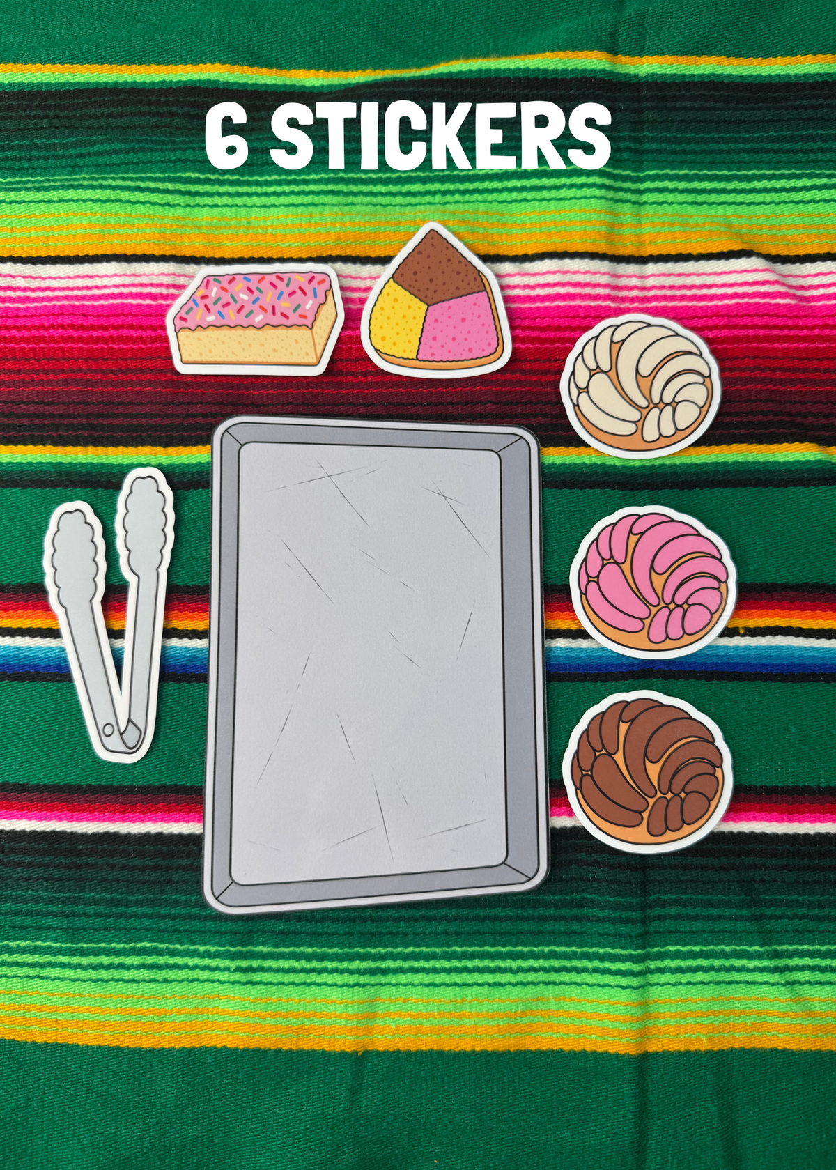 Mexican Pan Dulce Sticker Set, Panadería Stickers, Concha Stickers, Build Your Own Bakery Tray, 6 Stickers + Cardstock Charola