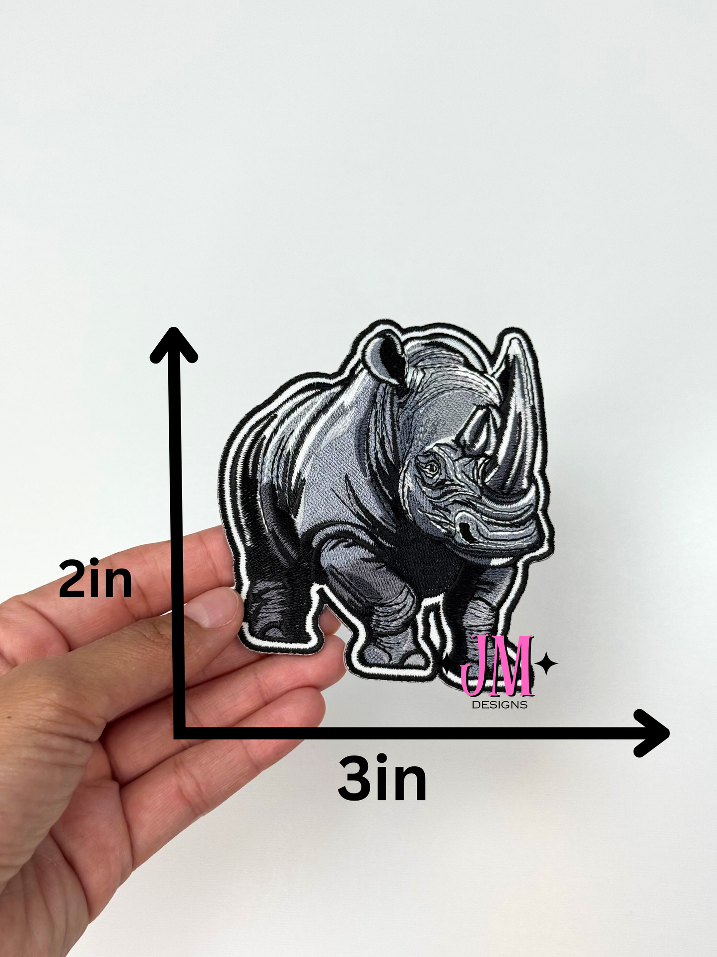 Gray Rhino Iron On Patch