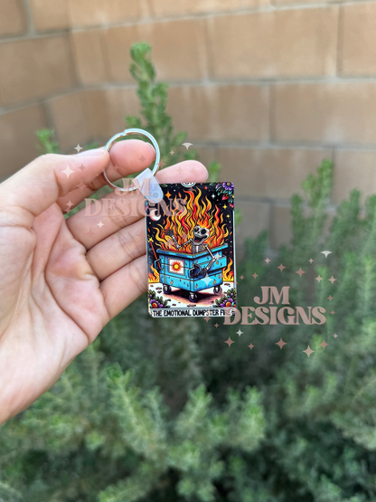 The Emotional Dumpster Fire Tarot Card Keychain