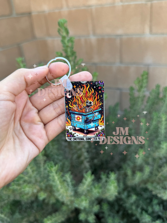 The Emotional Dumpster Fire Tarot Card Keychain