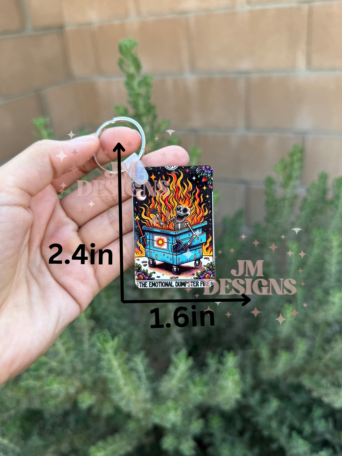 The Emotional Dumpster Fire Tarot Card Keychain