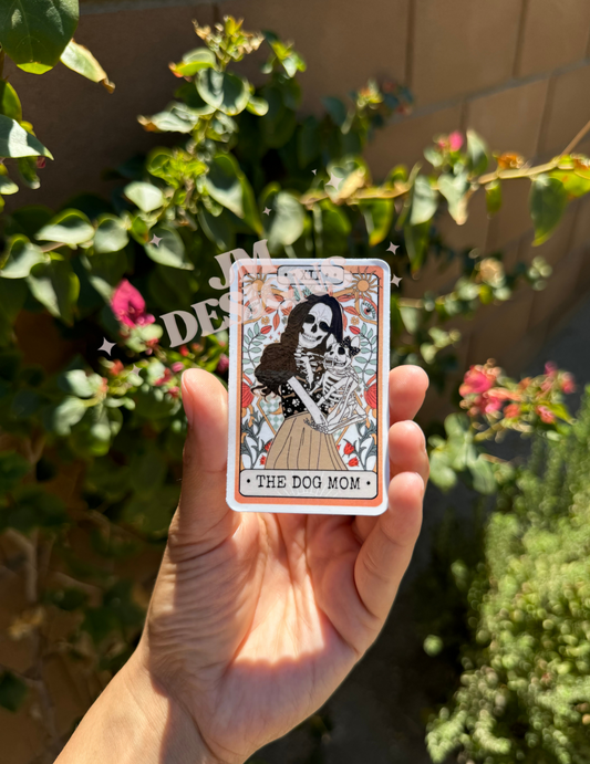 The Dog Mom (Brown Hair) Tarot Card Sticker