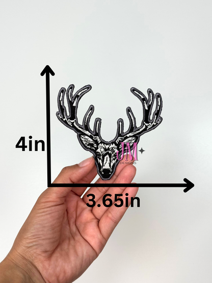 White Deer Iron On Patch