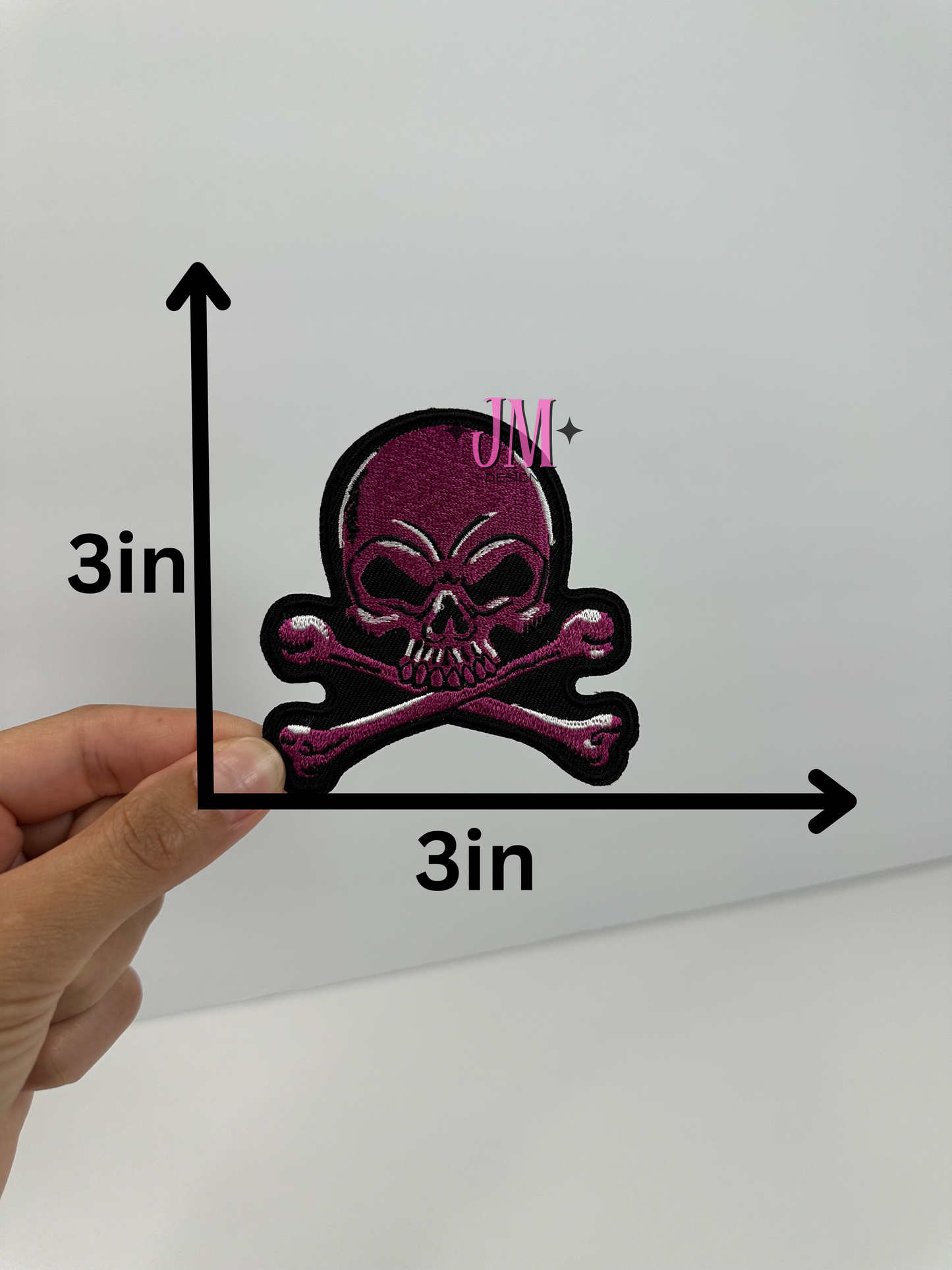 Pink Skull Iron On Patch