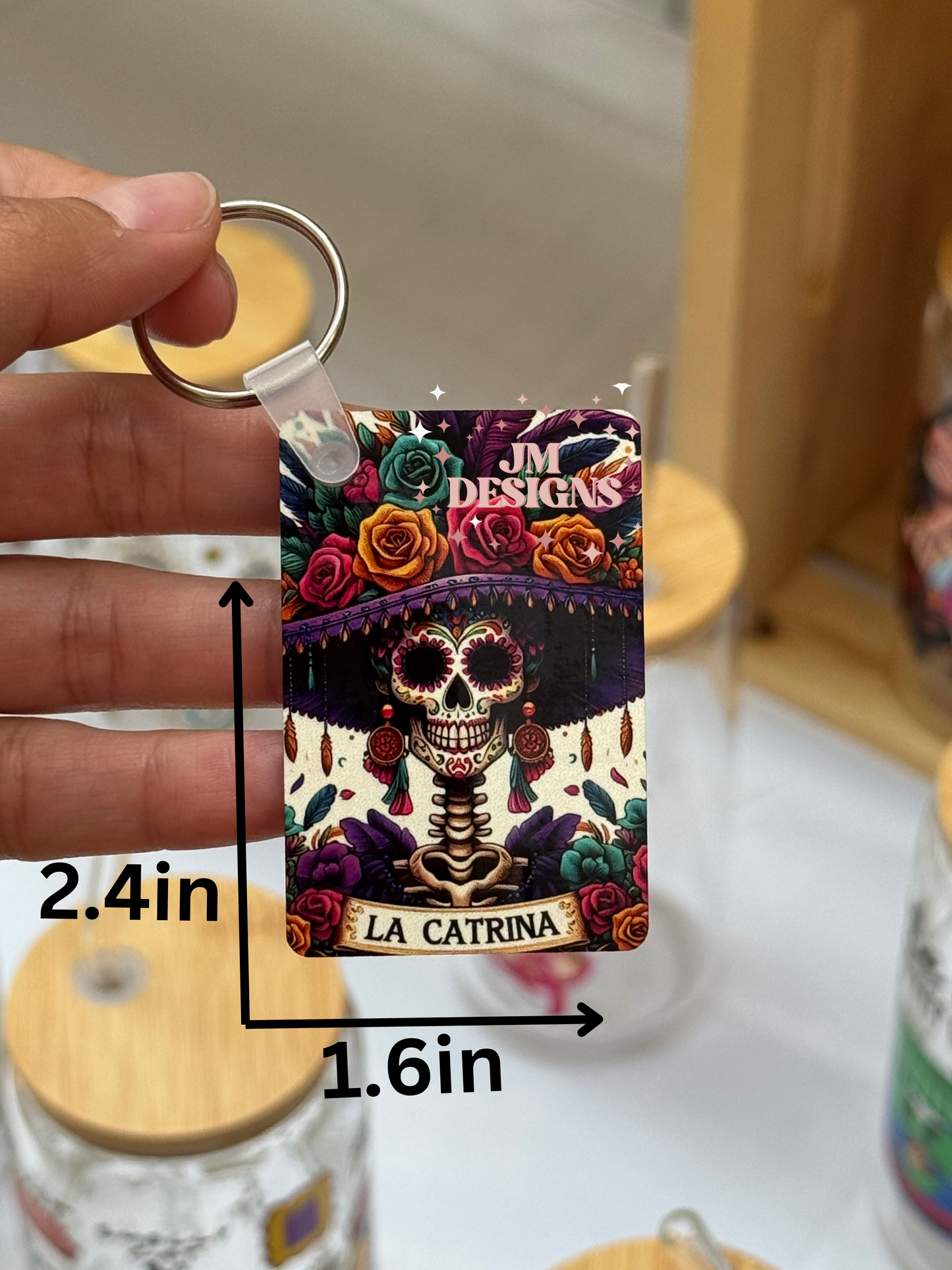 La Catrina Tarot Card Keychain