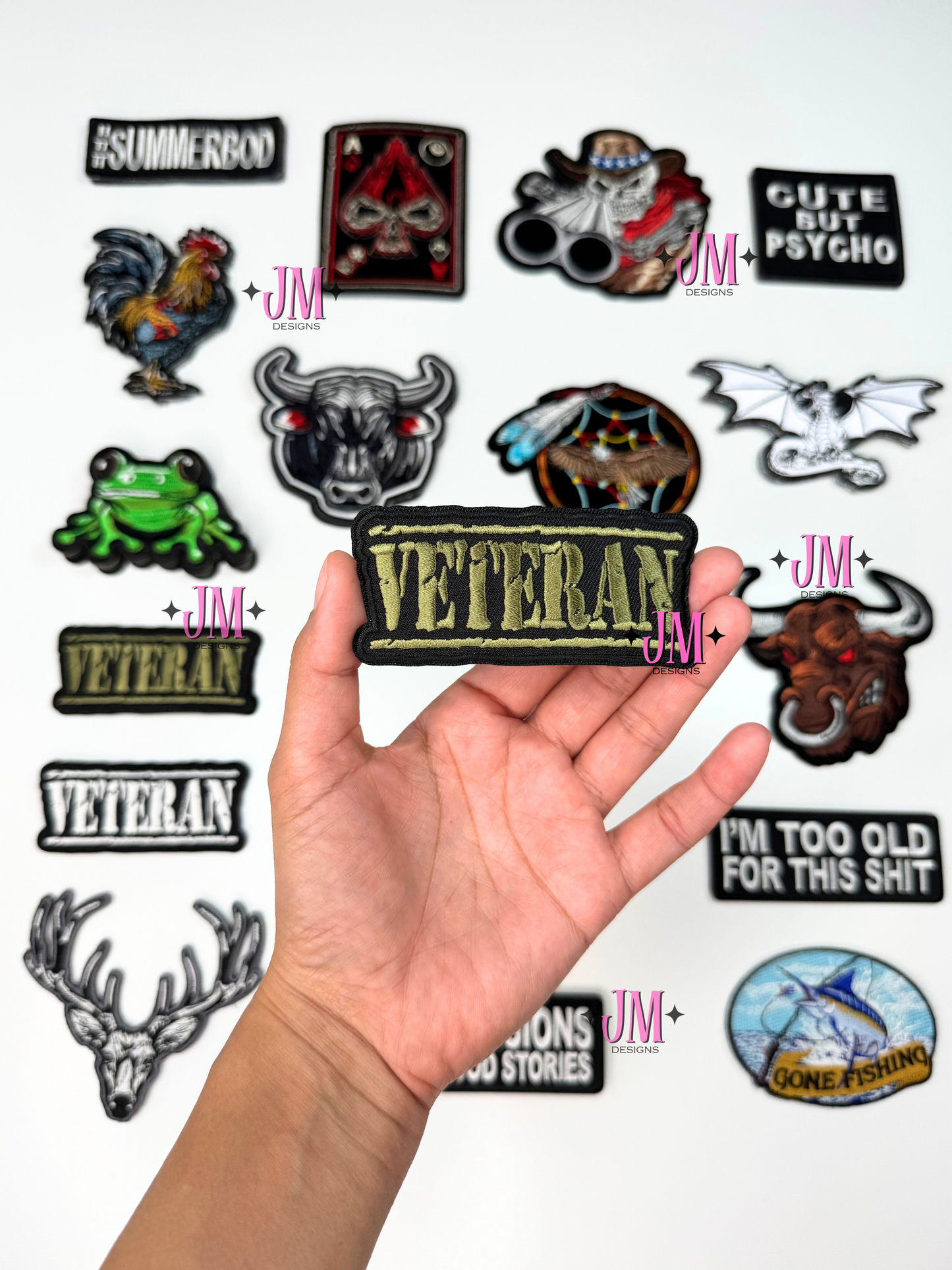 Veteran Army Green Iron On Patch