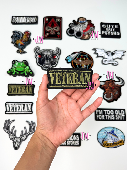 Veteran Army Green Iron On Patch
