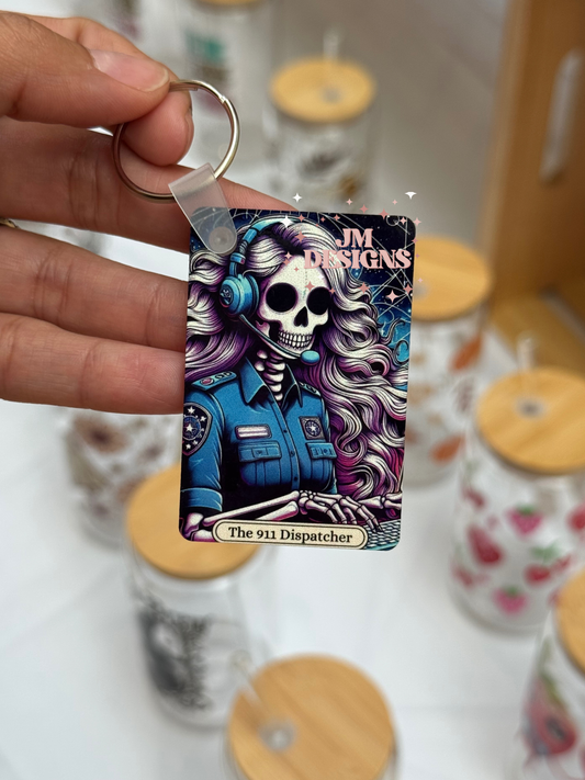 The 911 (Female) Dispatcher Tarot Card Keychain